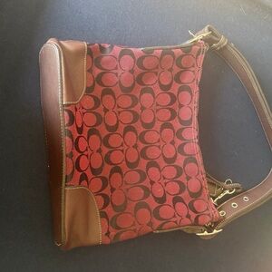Maroon and brown crossbody or over shoulder Coach maroon and brown vintage purse